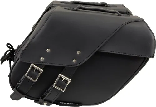Vista 6 de Milwaukee Leather SH66901ZB - Alforjas medianas de PVC negro con 2 correas, colocación por encima, con ribetes reflectantes - Talla única