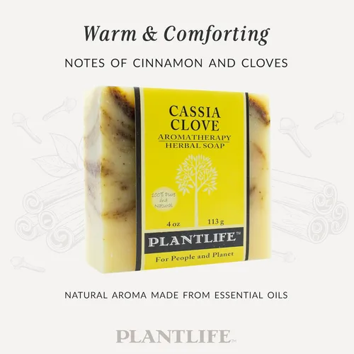 Vista 3 de Plantlife Jabón en barra de clavo Cassia, jabón hidratante y calmante para tu piel, hecho a mano con ingredientes a base de plantas, hecho