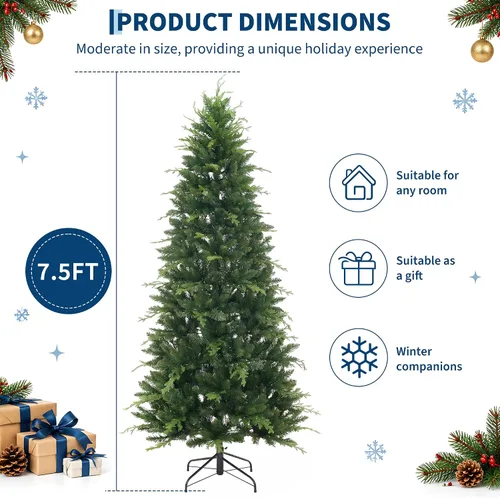Vista 8 de Artificial Christmas Tree, with LED Lights & Metal Stand, Indoor Xmas Decor, 7.5 Feet