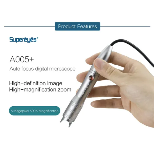 Vista 2 de A005+5.0MP 1 ~ 500X Fino Auto Focus Handheld USB Microscopio Digital Lupa Lupa con LED Metal Stand