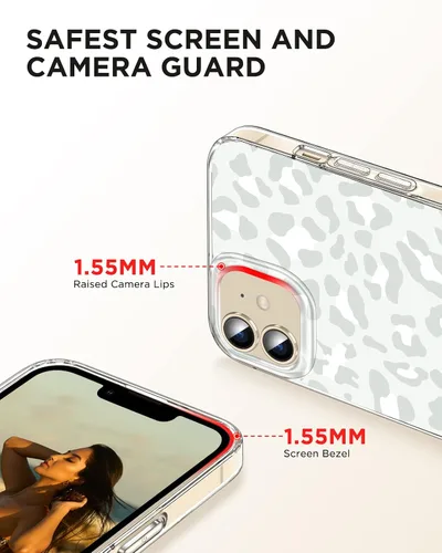 Vista 4 de Funda para iPhone 12 / iPhone 12 Pro Leopard, [Personalidad en la funda del teléfono] con protector de pantalla, carcasa rígida con bordes suaves