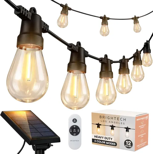 Vista 11 de Brightech Ambience - Cadena de luces híbridas para exteriores, doble enchufe y tira de luces LED impermeables con energía solar para exteriores, 27