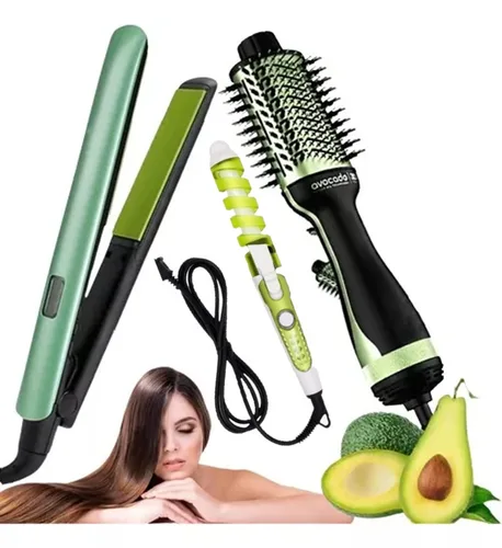 combo aguacate plancha+cepillo+rizador de Distri Shop RML