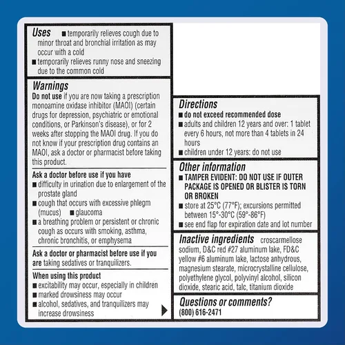 Vista 6 de Tabletas Major para la Tos y el Resfriado HBP - Antihistamínico y Supresor de la Tos para Personas con Presión Arterial Alta - Dextrometorfano HBr