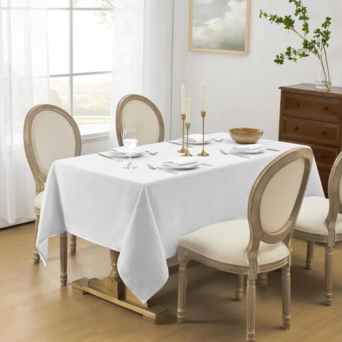 Vista 15 de Softalker Mantel pequeño rectangular con textura de lino de 52 x 70 pulgadas, para exteriores, resistente a las manchas y a las arrugas, decorativo