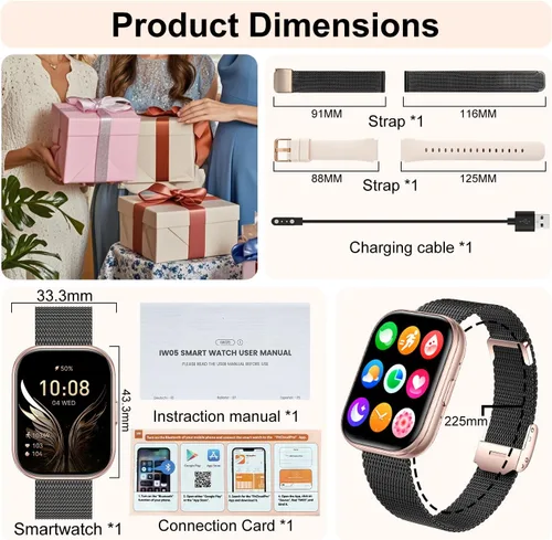Vista 7 de Relojes inteligentes para mujeres y hombres, reloj inteligente con pantalla HD de 1.75 pulgadas, contestar/hacer llamadas para Android iOS