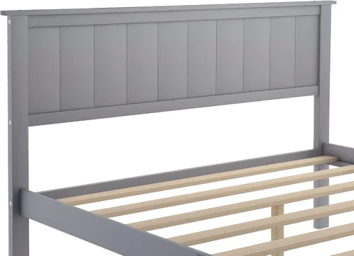 Vista 5 de P PURLOVE Base de cama de tamaño individual con cajón de almacenamiento, marco de cama de plataforma de madera con cabecera y listones para niños