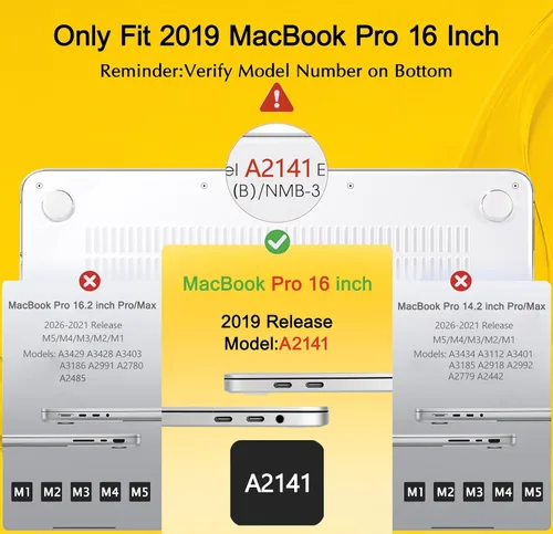 Vista 2 de Mektron Funda para MacBook Pro de 16 Pulgadas A2141 Versión 2019 con Pantalla Liquid Retina/Touch ID, Carcasa Rígida de Plástico con Funda