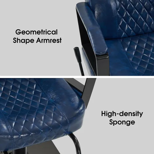 Vista 7 de BarberPub Silla clásica de peluquería, bomba hidráulica de 440 libras, silla reclinable manual para estilista, hogar y salón de belleza, barbería