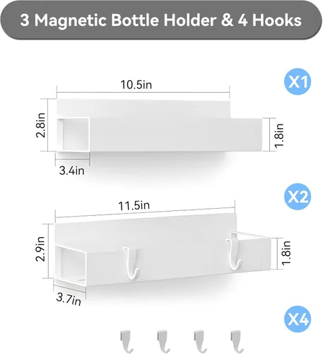 Vista 6 de MGY Paquete de 3 organizadores magnéticos para biberones para refrigerador, almacenamiento que ahorra espacio para biberones, estante de metal con 4
