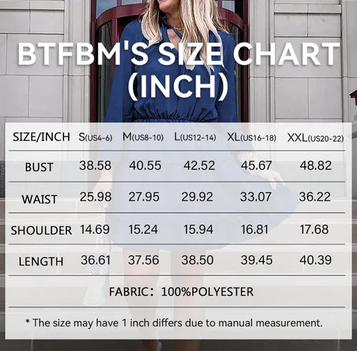 Vista 5 de BTFBM - Vestido casual de otoño para mujer con cuello en v, lazo, manga larga, cintura alta, con volantes, con puntos y niveles, acampanado