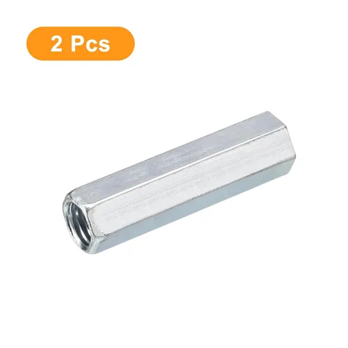 Vista 3 de uxcell Tuercas de acoplamiento M12x19x60mm - Acoplador de varilla roscada hexagonal de acero al carbono galvanizado para muebles, electrónico