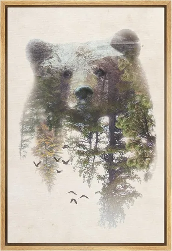 Vista 9 de SIGNWIN Lienzo enmarcado para pared, decoración de guardería de bosques, pájaros voladores, acuarela, montaña, bosque, naturaleza, arte moderno