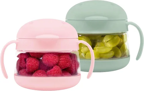 Vista 19 de Ubbi Tweat Contenedor de snacks sin derrame para niños, libre de BPA, tazón de viaje para niños pequeños, rosa rubor Tritan - Tazas a prueba