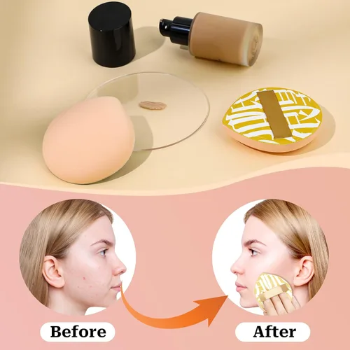 Vista 4 de 4 esponjas de maquillaje coreanas, suave en forma de lágrima, cojín cosmético, esponja de base para corrector, líquido, crema y polvo (tamaño grande)