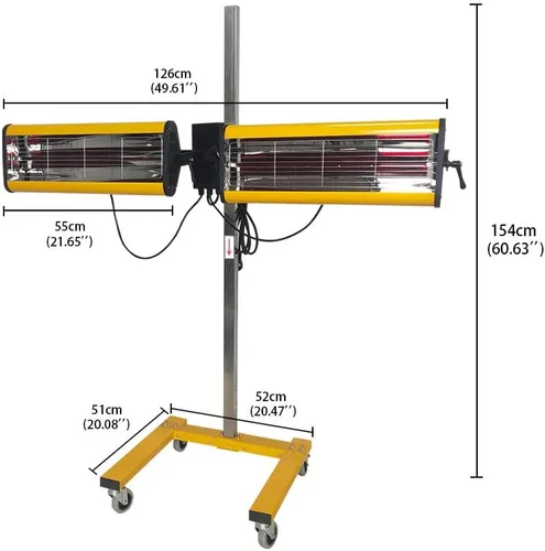 Vista 3 de Solary Lámpara de curado de pintura infrarroja de onda corta de 2100 W, 110 V, lámpara de cocción de pintura con temporizador para cabina