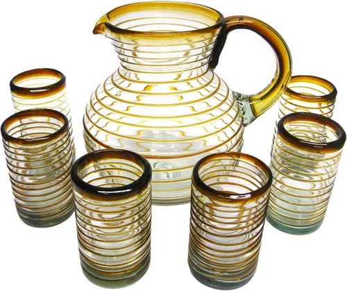 Vista 7 de Vasos de chupito de tequila en espiral ámbar de 2 onzas (juego de 6), vidrio reciclado, sin plomo, sin toxinas (disparo)