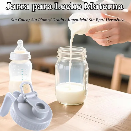Vista 5 de Jarra con tapa de vertido, jarra de vidrio de almacenamiento de leche materna de 32 onzas, jarra de té de vidrio de boca ancha de 1 cuarto de galón