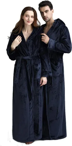 Vista 7 de Bata de baño larga con capucha para mujer, de felpa, longitud completa, ropa para dormir de invierno