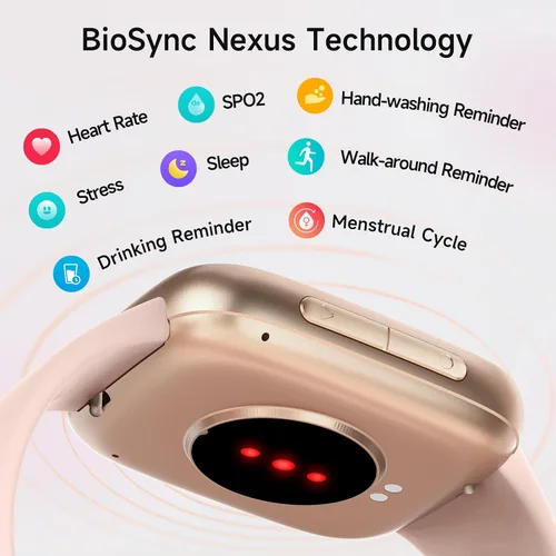 Vista 6 de Reloj inteligente para mujeres, pantalla AMOLED ultra clara de 1.85 pulgadas, smartwatch compatible con iPhone/Samsung/Android, rastreador