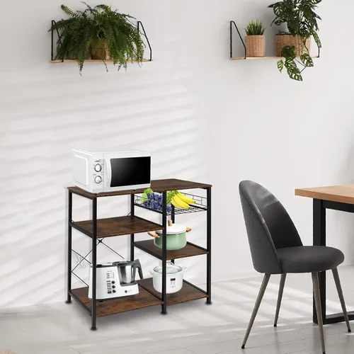 Vista 5 de Estante de cocina para hornear y microondas con estantes ajustables para electrodomésticos, estante de almacenamiento de electrodomésticos