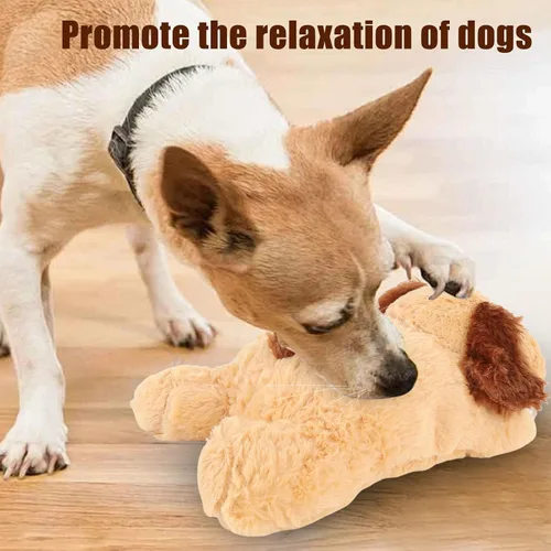 Vista 8 de Juguetes, animal de peluche interactivo con latido del corazón real, juguete de felpa suave y cómodo para gatos y perros, ayuda calmante
