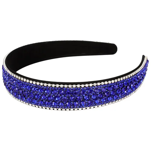 Vista 10 de Wecoe Diadema con diamantes de imitación para mujeres y niñas, azul, diadema de moda, antideslizante, brillante, cristal, diamante, banda fina