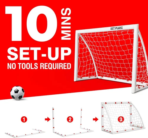 Vista 3 de NET PLAYZ Porterías de fútbol para patio trasero, niños de 4 x 3 pies de alta resistencia Regalos de fútbol para edades de 3, 4, 5, 6, 7, 8, 9