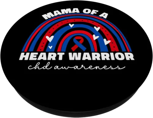 Vista 2 de Mama of a Warrior CHD Congenital Heart Defects Awareness Mama PopSockets intercambiables PopGrip