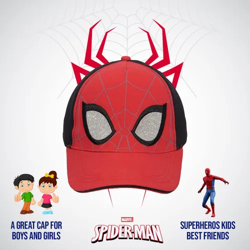 Vista 3 de Marvel Spiderman Hat for Boys, Breathable Spiderman Baseball Cap for Toddlers, Boys Ages 3-9