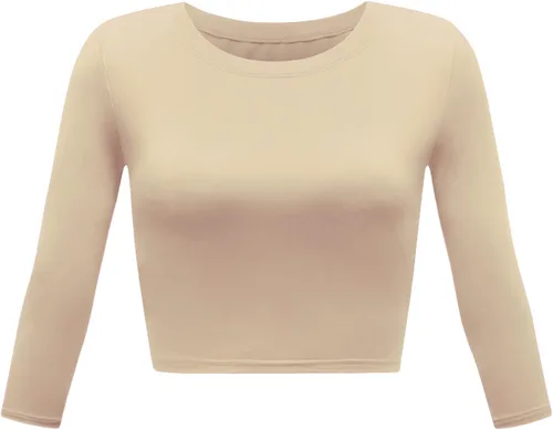 Vista 15 de Camiseta corta para mujer, cuello redondo, manga 3/4, casual, Y2K, linda camiseta corta para yoga