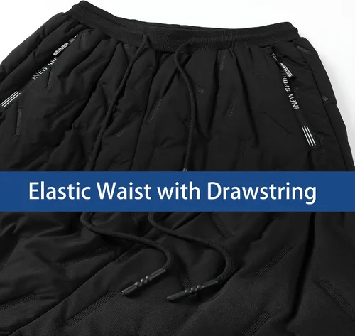 Vista 4 de Mens Sherpa Lined Sweatpants Thick Winter Pants Warm Jogger for Snowsport, Outdoor, Snow Cleaning, Work