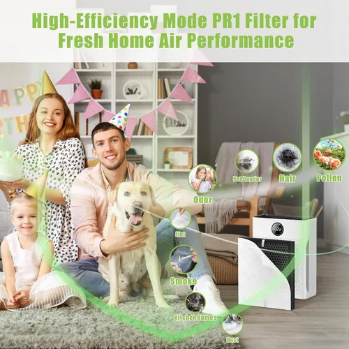 Vista 6 de Filtro de repuesto PR1 compatible con Mooka PR1 purificador de aire, paquete de 2 filtros H13 True HEPA para el hogar, habitación grande de hasta