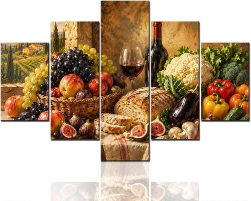 Vista 27 de TUMOVO - 5 cuadros de vino tinto con impresión de alta definición sobre lienzo.