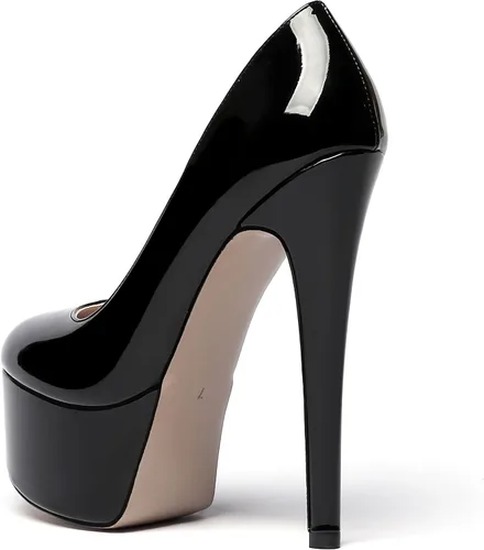 Vista 7 de WAYDERNS - Zapatos de tacón alto de tacón alto con plataforma de charol para mujer