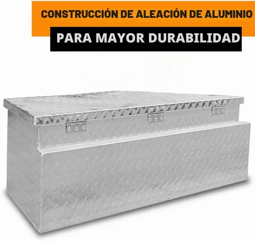 Vista 4 de Caja de herramientas de aluminio de 38" con lengüeta para remolque de alta resistencia, caja de herramientas para cama de camión con llaves