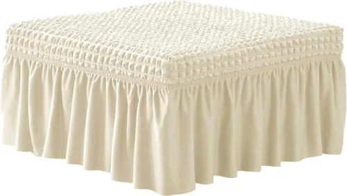 Vista 9 de NIDITW Funda otomana elástica de sirsaca gris con falda, rectangular, para almacenamiento, funda otomana con textura de burbujas 3D, fundas