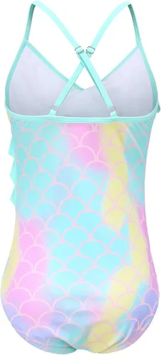 Vista 2 de HowJoJo - Traje de baño hawaiano de una pieza con volantes para niñas
