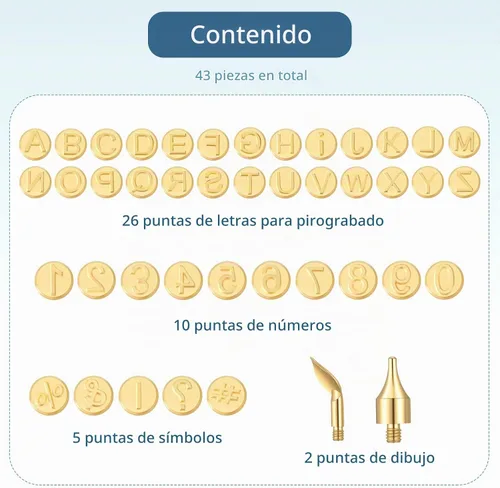 Vista 3 de Lothee - Kit de 43 letras de madera para quemar madera, herramientas de Alfanumérico