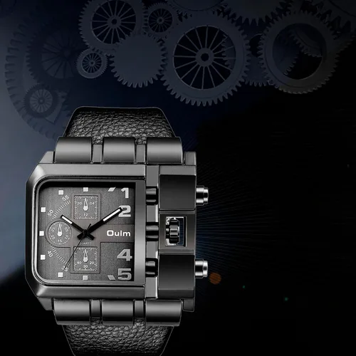 Vista 7 de GAOMON Reloj de pulsera rectangular de cuarzo para hombre con correa de cuero negro, acero inoxidable, impermeable, relojes analógicos de cuarzo