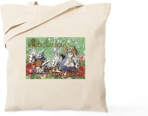 Vista 9 de CafePress Alice & Friends in Wonderland - Bolsa reutilizable de lona color beige natural