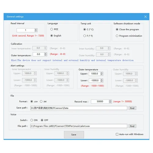 Vista 5 de Termómetro de computadora USB, sensor de termómetro de PC, registrador de datos con pantalla de hiperbola de temperatura y función de alarma