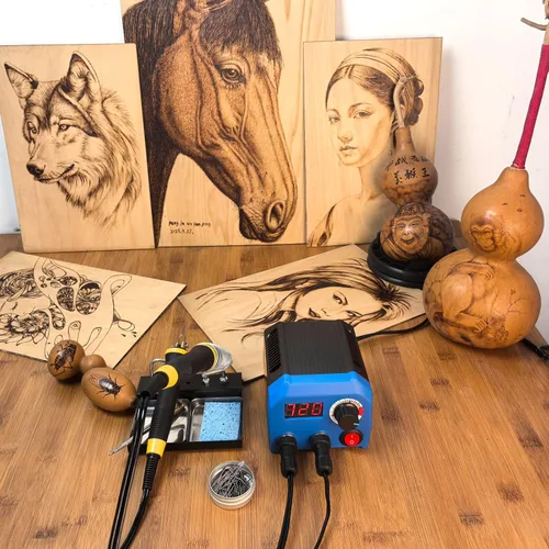 Vista 4 de El kit de quemador de madera LH55-T2-NS2 ofrece control de temperatura ajustable que varía de 200℃ a 750℃, kit de combustión de madera con 2 plumas