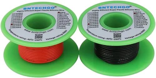 Vista 11 de BNTECHGO Carrete de alambre de silicona de calibre 16, rojo de 25 pies y negro de 25 pies, cable de cobre estañado trenzado flexible de 16 AWG