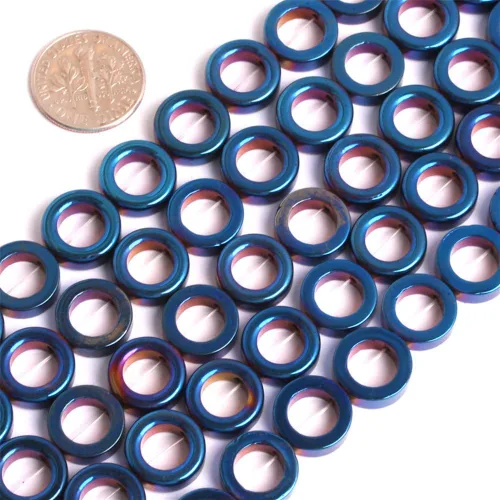 Vista 11 de Cuentas de hematita para hacer joyas, piedras preciosas semipreciosas de 0.394 x 0.551 in, color azul con revestimiento metálico, 15 pulgadas JOE