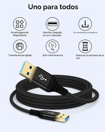 Vista 5 de Cable USB a USB de 10 pies, macho a macho, cable USB A a USB-A para discos duros WD Negro