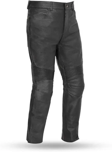 Vista 2 de First Mfg Co - Smarty Pants - Pantalones unisex de cuero negro para motociclista