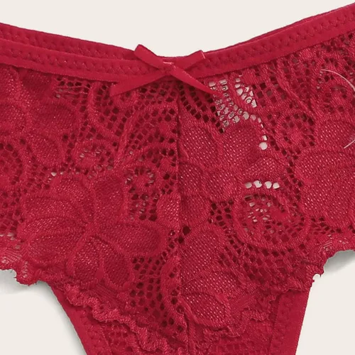 Vista 6 de Tangas de algodón para mujer bragas cruzadas con espalda en V transpirables con encaje en V ropa interior elástica tangas en T