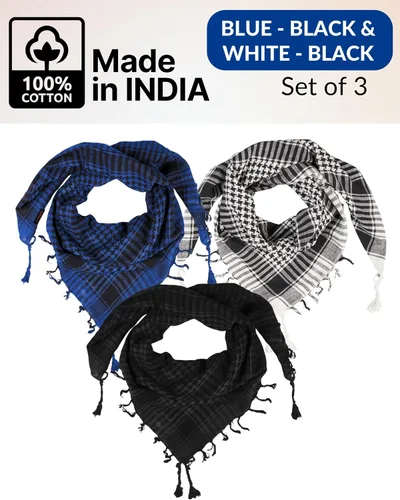 Vista 10 de LOVARZI Shemagh Cottons Arab Keffiyeh - Bufanda militar táctica para cabeza y cuello