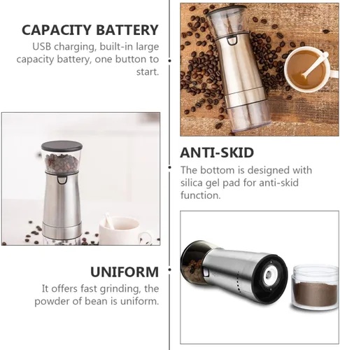 Vista 2 de USB Rechargeable Coffee Bean Grinder with Ceramic Core Stainless Steel